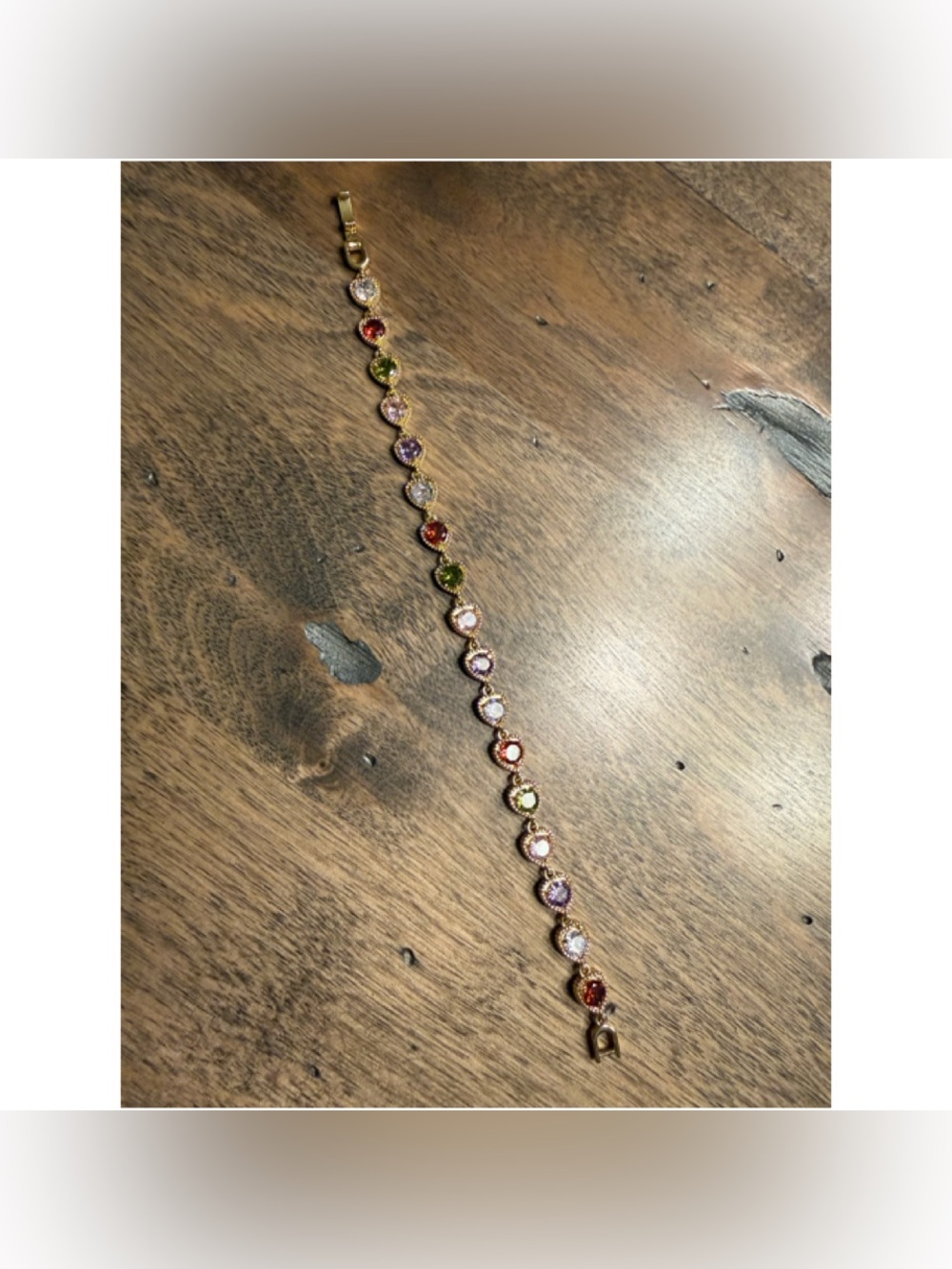 Gold Multicolor Heart Crystal Bracelet